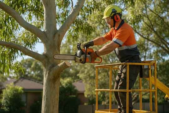 Arborist gum tree pruning Pakenham in Melbourne’s South East during spring